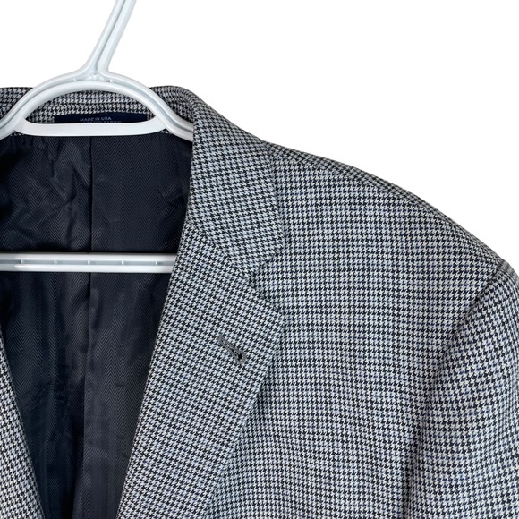 Joseph Abboud 100% Silk Houndstooth Blazer Jacket‎ 42L 2 Button Double-Vented